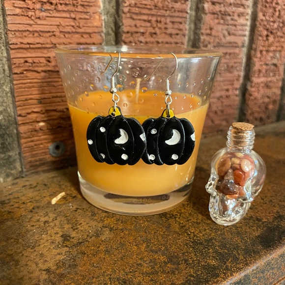 Hand Crafted Jewelry - 🔥SALE🔥2/$20 Moonlit Pumpkin Earrings W/ .925 Sterling Silver Earring Wires